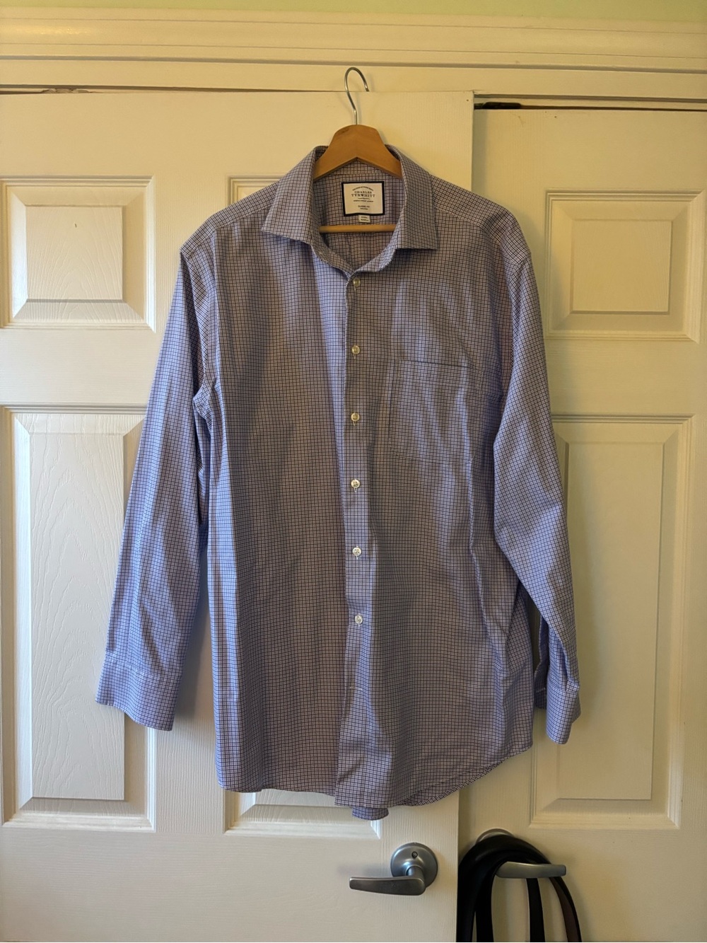 Charles Tyrwhitt Lavender Check Dress Shirt Classic Fit Non Iron